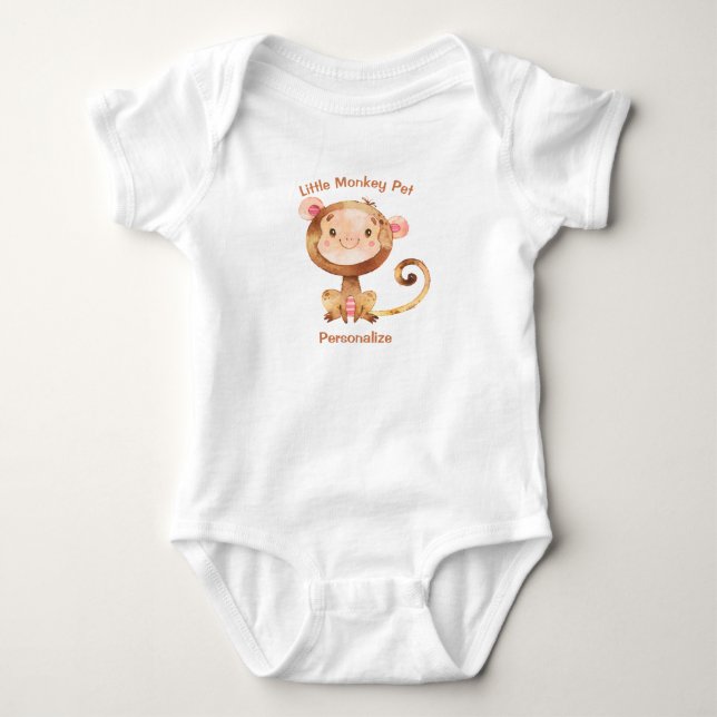 Body Para Bebê Pequeno Macaco Pet Bonito Macaco Personalizar (Frente)