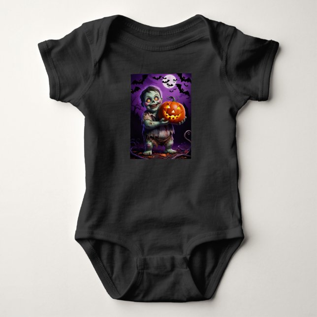 Body Para Bebê Pequeno Monstro Verde & Amigo Abóbora (Frente)