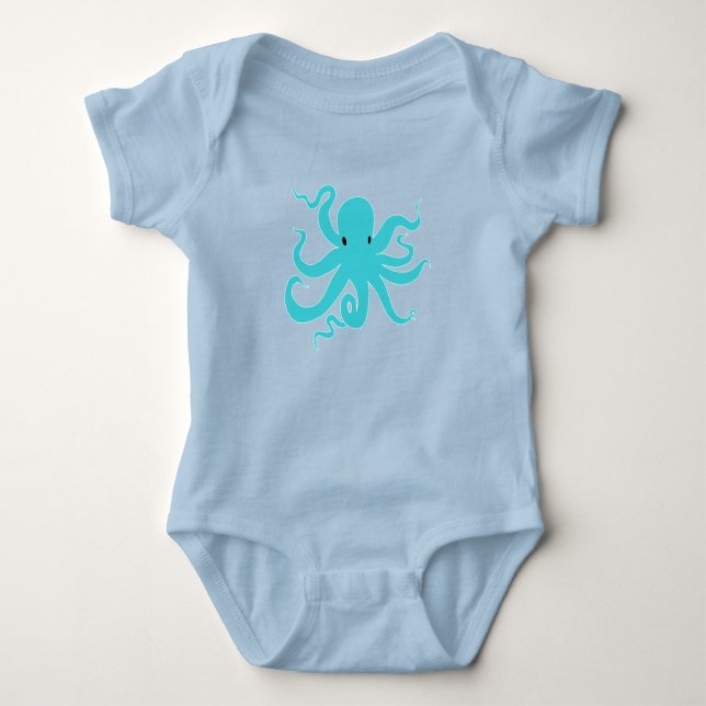 Body Para Bebê Pequeno Octopus, Núcleo De Bebê - Animais Marinhos (Frente)
