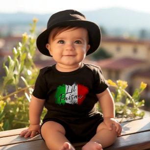 Body Para Bebê Pequeno Paisan Bebê Italiano Engraçado Preto