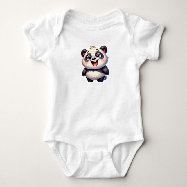 Body Para Bebê Pequeno panda bonito e engraçado (Frente)