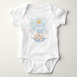 Body Para Bebê Pequeno Príncipe Aniversário de ouro Coroa Azul