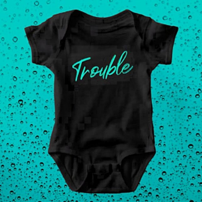 Body Para Bebê Pequeno Problema - Fato De Bebê De Script Teal (Criador carregado)