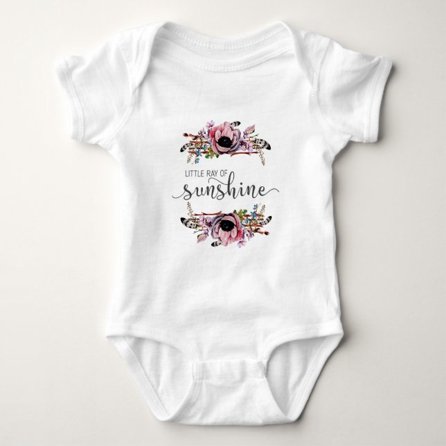 Body Para Bebê Pequeno Raio de Sol | Tutu de Menina Boho Chic (Frente)