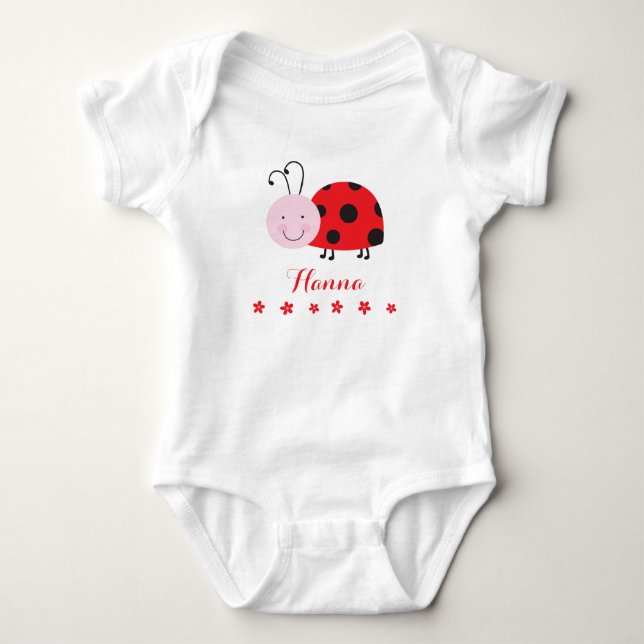 Body Para Bebê Pequeno Red Ladybug Personalizado Criança Creeper (Frente)