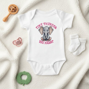Body Para Bebê Pequeno Trovão Grande Coração Elefante Fofo