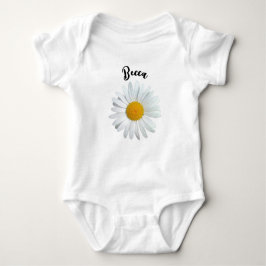 Body Para Bebê Perky White Daisy Flower Personalizado