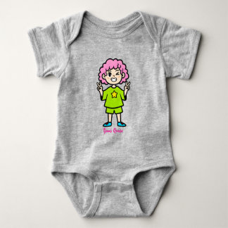 Body Para Bebê Personagem de Desenho Animado de Cabelo Rosa Feliz
