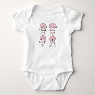 Body Para Bebê Personagem de desenho animado fofo com cabelo rosa