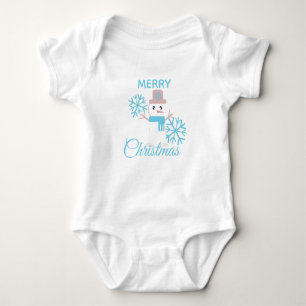 Body Para Bebê Personagem Natalino Bonito de Flocos de Neve e Bon