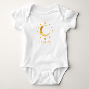 Body Para Bebê Personalizado Boho Aquarela Lua & Estrelas – Fofo 