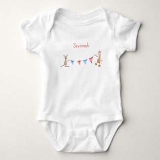 Body Para Bebê Personalizado com Nome Canguru e Girafa