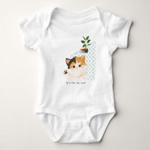 Body Para Bebê [Personalizado] Dia de um gato - Irmão/Irmã tem 