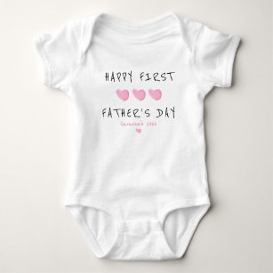 Body Para Bebê Personalizado do Coração Rosa do Primeiro Dia de o