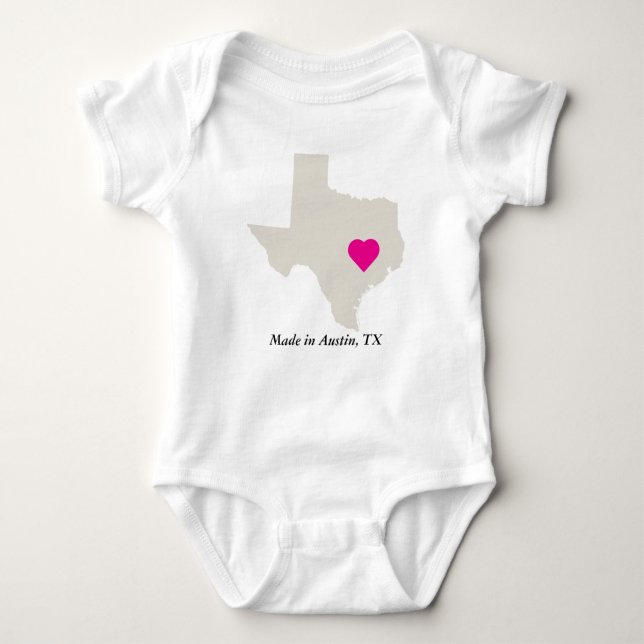 Body Para Bebê Personalizado Feito No Texas State Love Tee (Frente)