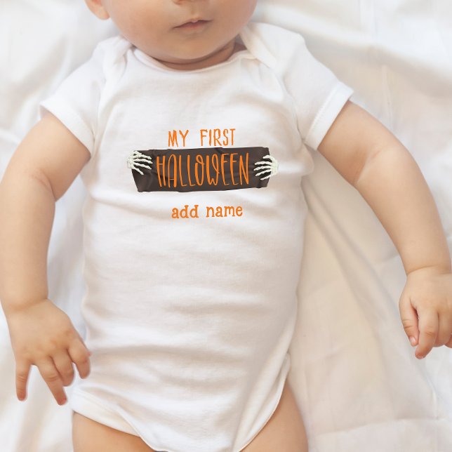 Body Para Bebê Personalizado Meu Primeiro Halloween (Personalized My First Halloween Baby Bodysuit)
