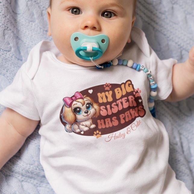 Body Para Bebê Personalizados custom fofos bebê e cachorro (Criador carregado)