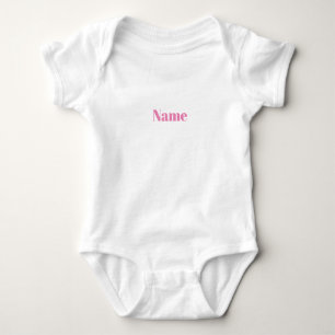 Body Para Bebê Personalizar com nome, texto minimalista rosa bran