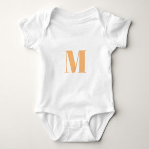 Body Para Bebê Personalizar monograma branco laranja inicial