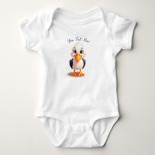 Body Para Bebê Personalizar Nome Cute Baby Stork (Frente)