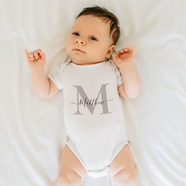 Body Para Bebê Personalizar Nome Inicial do Monograma (Personalize Monogram Initial Name Baby Bodysuit)