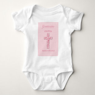 Body Para Bebê Personalizar nome neta Baptism Rapariga Rosa