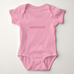 Body Para Bebê Personalizar nome ou texto "Snuggles" rosa claro