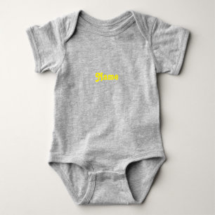 Body Para Bebê Personalizar nome, texto letras amarelas cinza