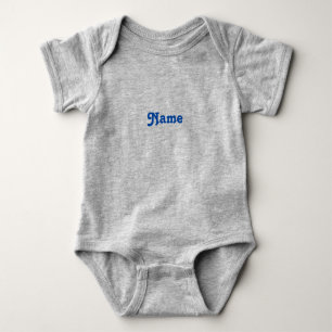 Body Para Bebê Personalizar nome, texto letras azuis cinza