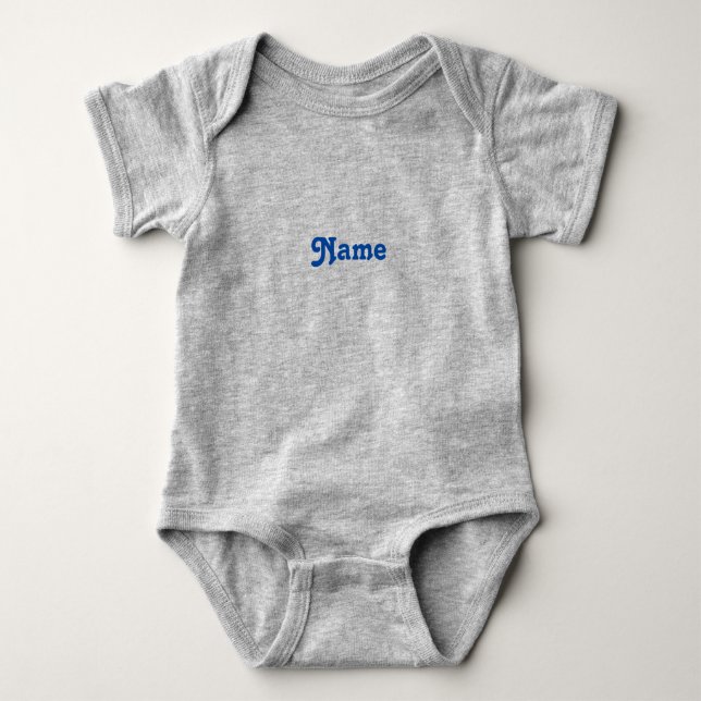 Body Para Bebê Personalizar nome, texto letras azuis cinza (Frente)