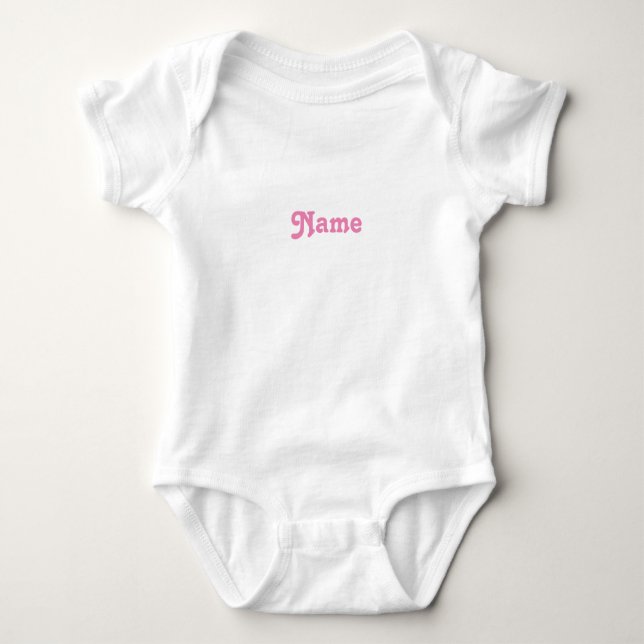 Body Para Bebê Personalizar nome, texto letras rosa cinza (Frente)