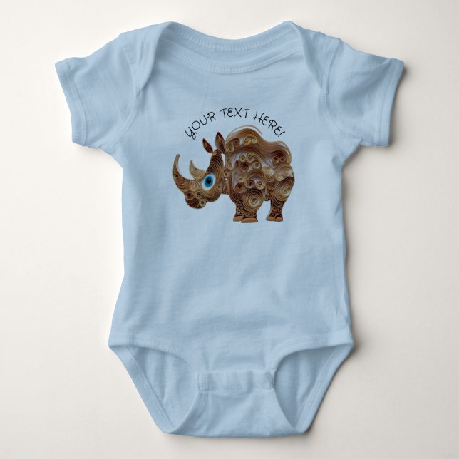 Body Para Bebê Personalizar o Bebê Rinoceronte Bonito (Frente)