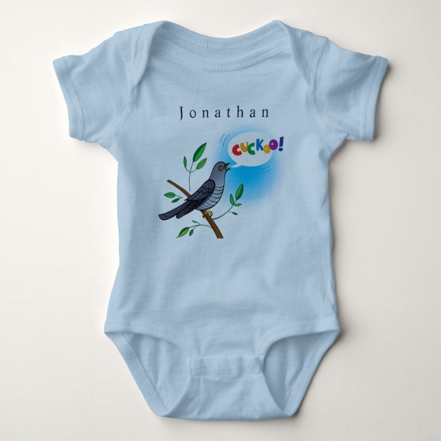 Body Para Bebê Personalizar Pássaro Cuckoo no Branch Baby Boy (Frente)