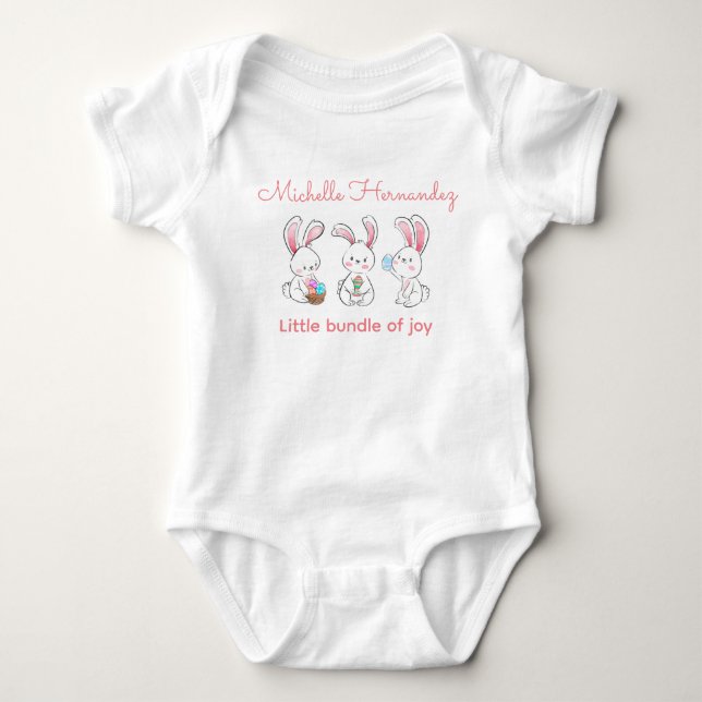 Body Para Bebê Personalize 3 Coelhinhos com ovos (Frente)
