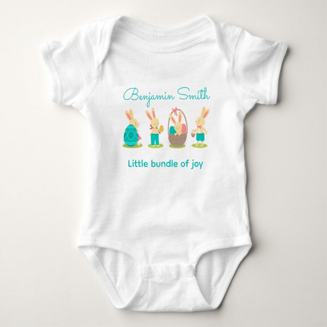 Body Para Bebê Personalize 4 Coelhinhos com ovos (Frente)