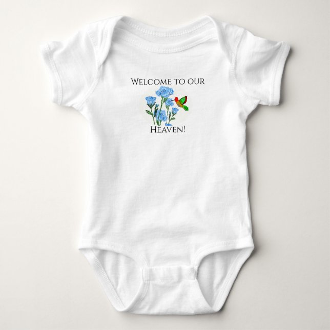 Body Para Bebê Personalize Bebê's Floral Hummingbird de Uma Peça (Frente)
