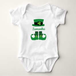 Body Para Bebê Personalize Leprechaun Verde Preto do Dia de São P