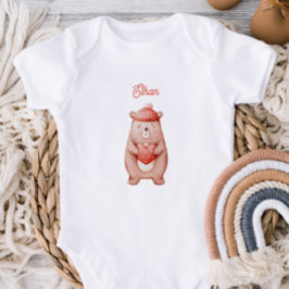 Body Para Bebê Personalized Baby Bodysuit With A Teddy Bear