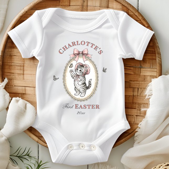 Body Para Bebê Personalized Baby Girl First Easter (Personalized Baby Girl First Easter Baby Bodysuit)