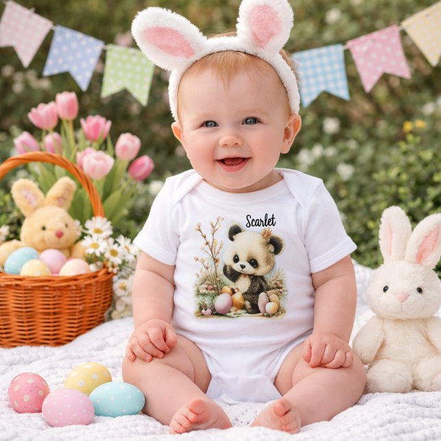 Body Para Bebê Personalized Baby Panda Easter Illustration  (Criador carregado)