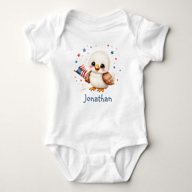 Body Para Bebê Personalized Cute Patriot Baby Eagle  (Frente)