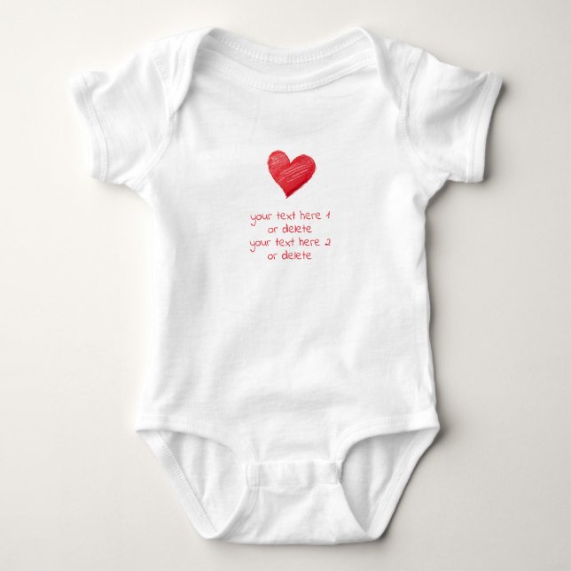 Body Para Bebê Personalized Gift with own Message, DIY Heart (Frente)
