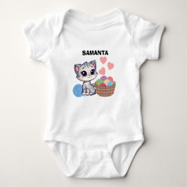 Body Para Bebê Personalized Kitten & Yarn Baby Bodysuit