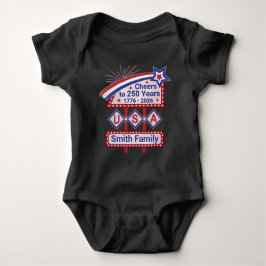 Body Para Bebê Personalized USA 250–Patriotic Retro Marquee