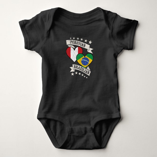Body Para Bebê Peru: Coração brasileiro flagia Peru Brasil (Frente)