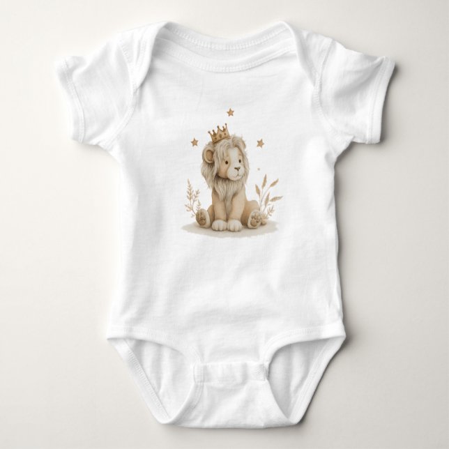 Body Para Bebê Petit Lion Royal à Couronne Dorée – Aquarelle (Frente)