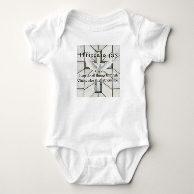 Body Para Bebê Philippians 4:13 Bible Verse Baby Bodysuit (Frente)