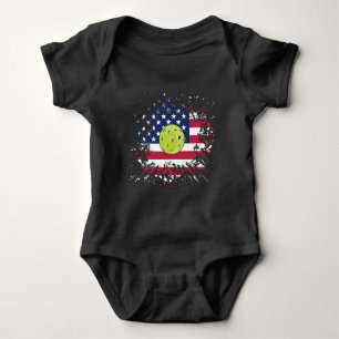 Body Para Bebê Pickleball American Flag US Racket Paddle Ball