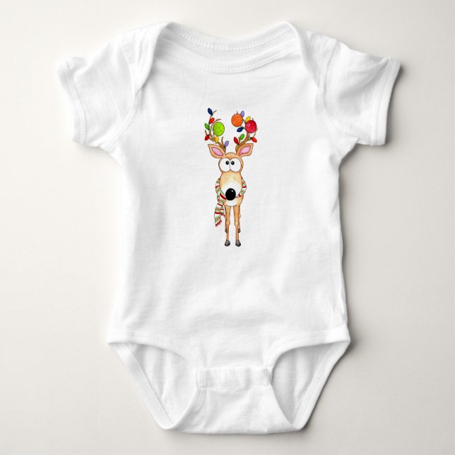 Body Para Bebê Pickleball Christmas Reindeer (Frente)