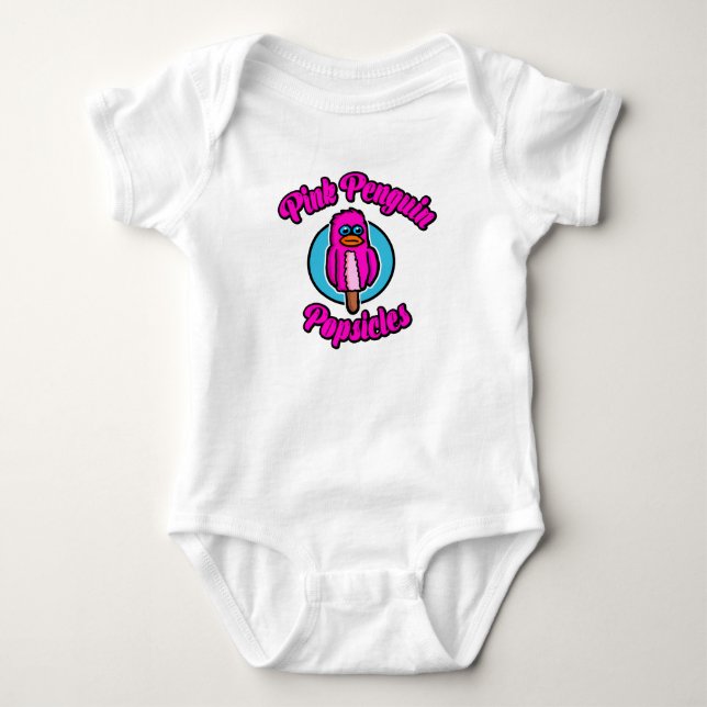 Body Para Bebê Picolé de Pinguim Rosa (Frente)